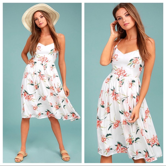 Lulus Dresses & Skirts - BB Dakota Lila White Floral Print Midi Dress